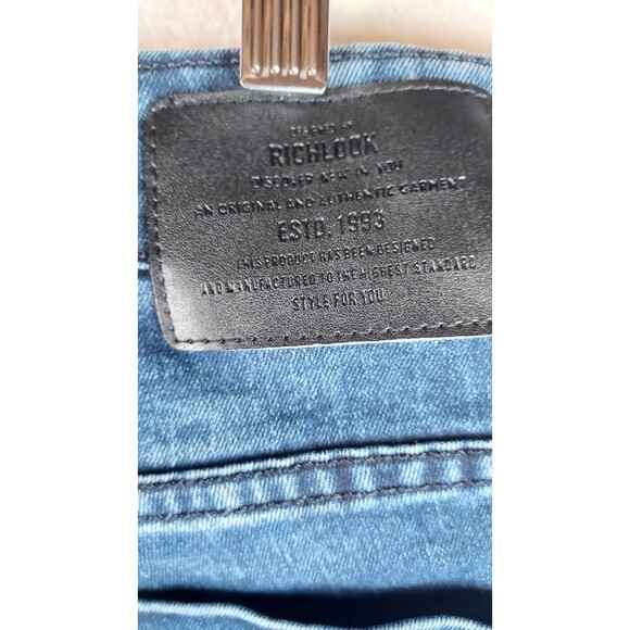 Richlook Waist 38 Blue Distressed Men’s Casual Straight Jeans Pre-Owned - Picture 6 of 15